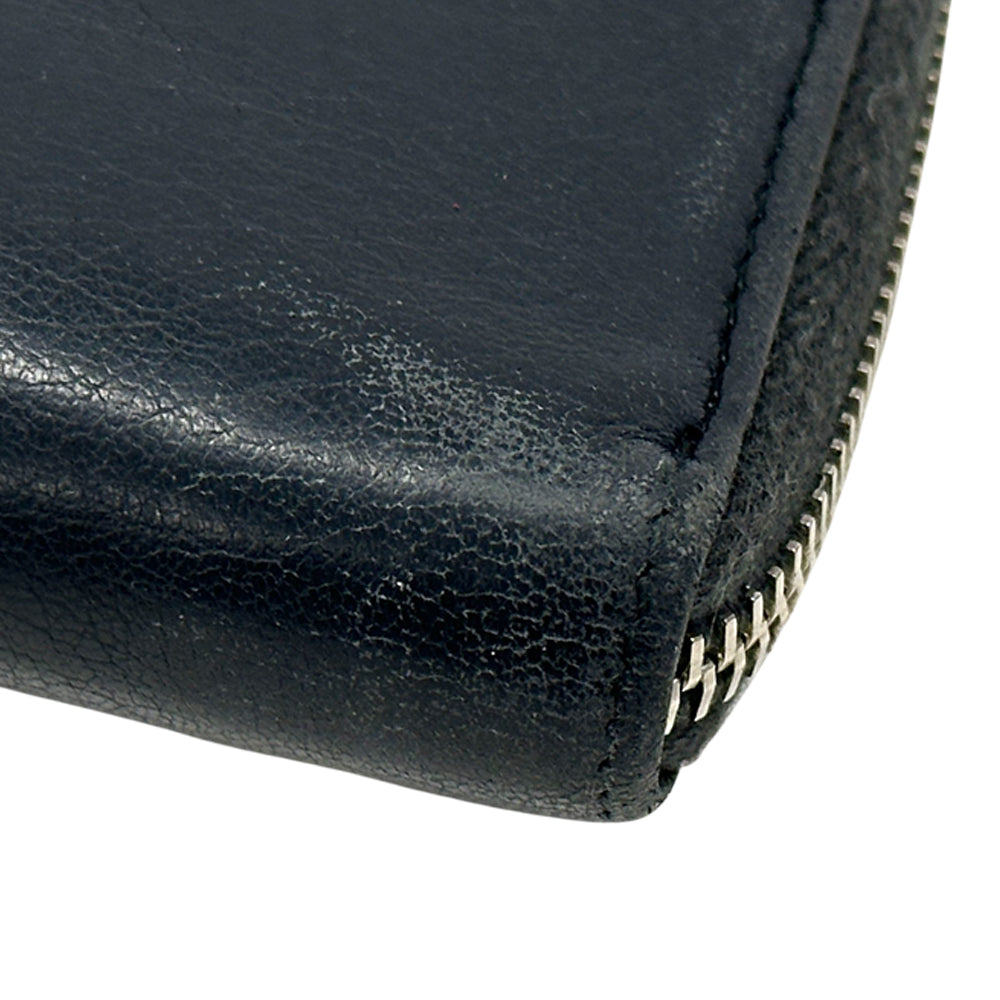 CHANEL シャネル 長財布 ココマーク ブラック シルバー金具 ラムスキン レディース 【中古】