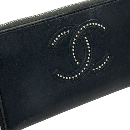 CHANEL シャネル 長財布 ココマーク ブラック シルバー金具 ラムスキン レディース 【中古】