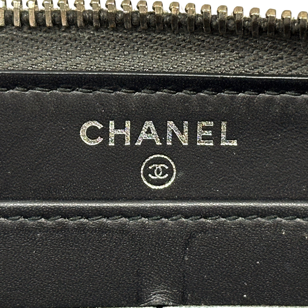 CHANEL シャネル 長財布 ココマーク ブラック シルバー金具 ラムスキン レディース 【中古】