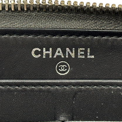 CHANEL シャネル 長財布 ココマーク ブラック シルバー金具 ラムスキン レディース 【中古】