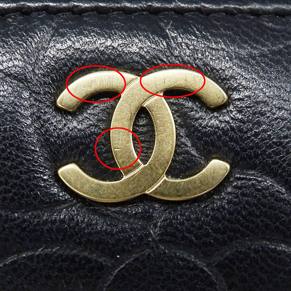 CHANEL シャネル 長財布 カメリア ブラック ゴールド金具 ラムスキン レディース 【中古】