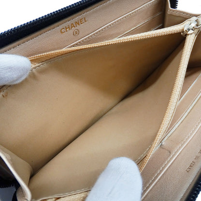CHANEL シャネル 長財布 カメリア ブラック ゴールド金具 ラムスキン レディース 【中古】