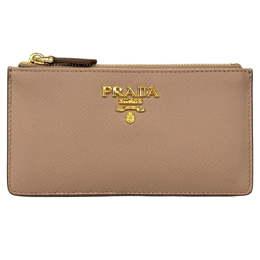 PRADA プラダ カードケース ピンクベージュ ゴールド金具 1MC054 サフィアーノ レディース 【中古】