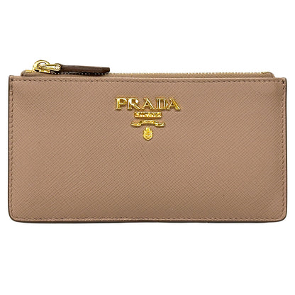 PRADA プラダ カードケース ピンクベージュ ゴールド金具 1MC054 サフィアーノ レディース 【中古】