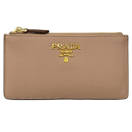 PRADA プラダ カードケース ピンクベージュ ゴールド金具 1MC054 サフィアーノ レディース 【中古】