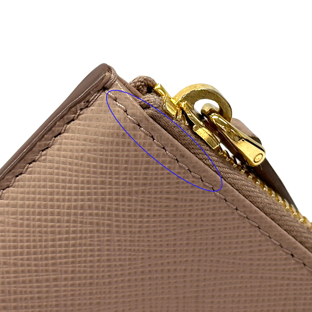 PRADA プラダ カードケース ピンクベージュ ゴールド金具 1MC054 サフィアーノ レディース 【中古】