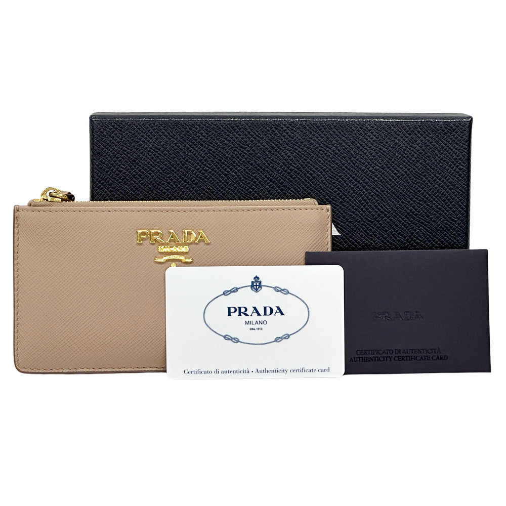 PRADA プラダ カードケース ピンクベージュ ゴールド金具 1MC054 サフィアーノ レディース 【中古】