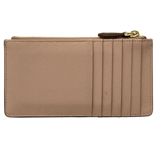 PRADA プラダ カードケース ピンクベージュ ゴールド金具 1MC054 サフィアーノ レディース 【中古】