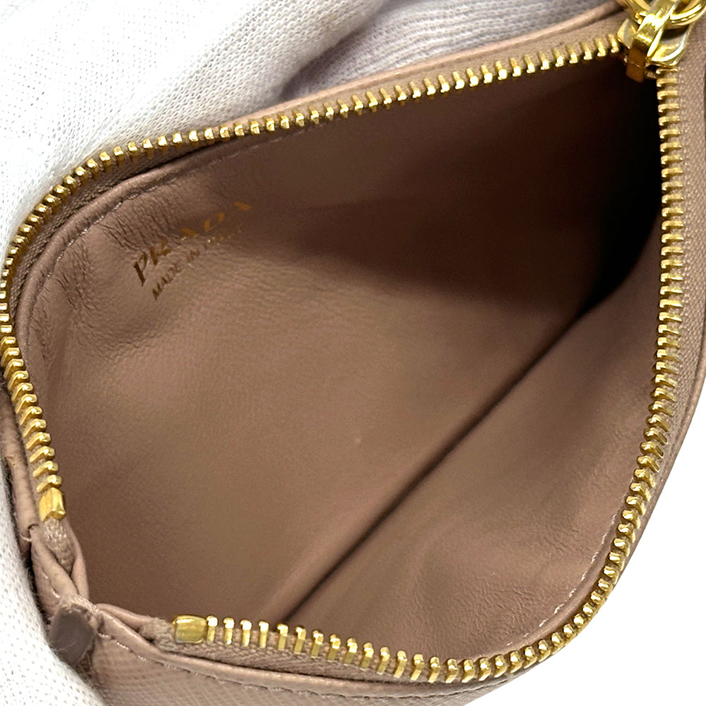 PRADA プラダ カードケース ピンクベージュ ゴールド金具 1MC054 サフィアーノ レディース 【中古】