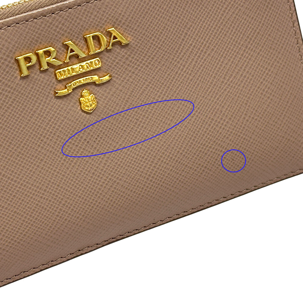PRADA プラダ カードケース ピンクベージュ ゴールド金具 1MC054 サフィアーノ レディース 【中古】