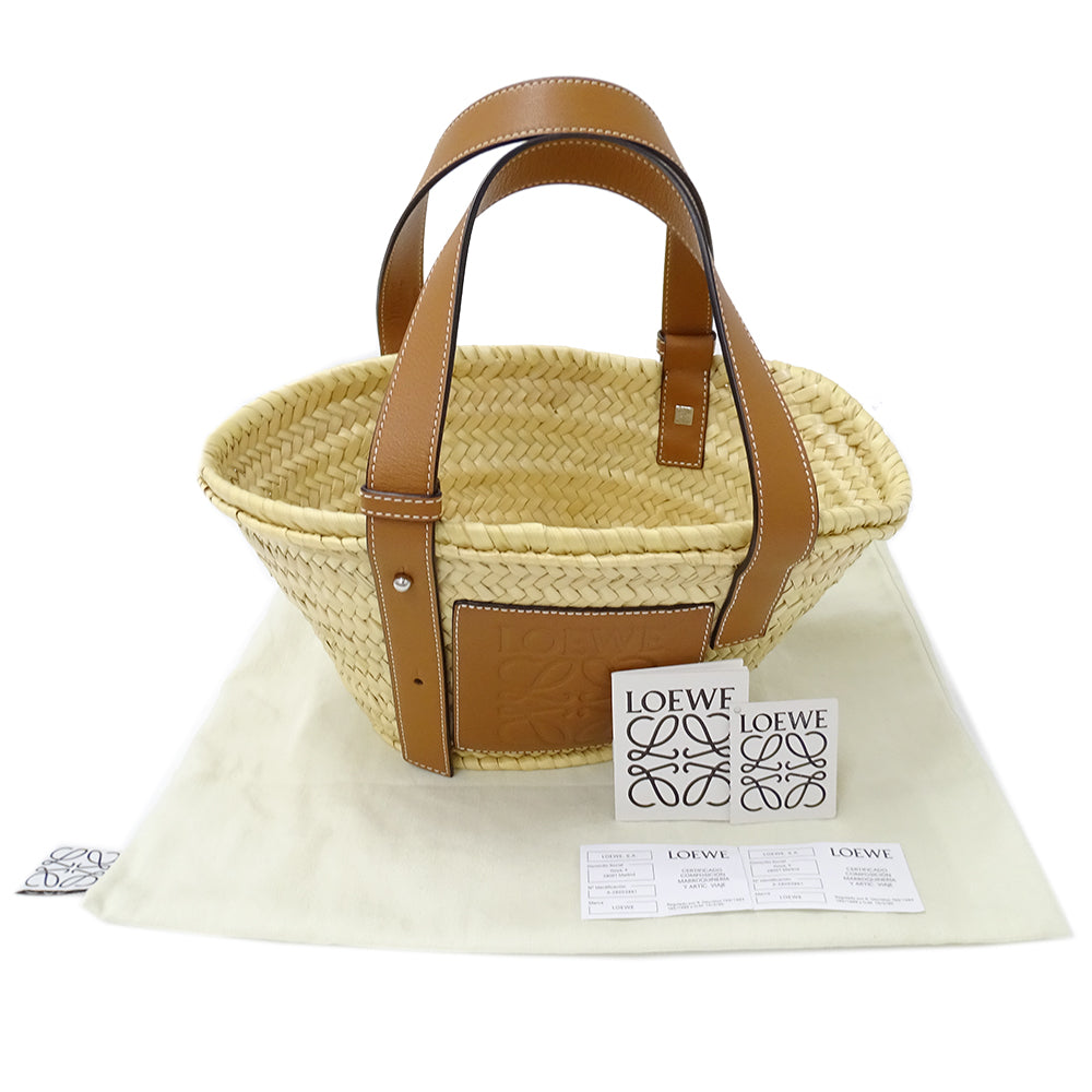 LOEWE ロエベ バスケットバッグ スモール ハンドバッグ ナチュラル タン レディース 【中古】