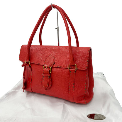 FENDI フェンディ リンダ ハンドバッグ レッド レザー レディース メンズ 【中古】