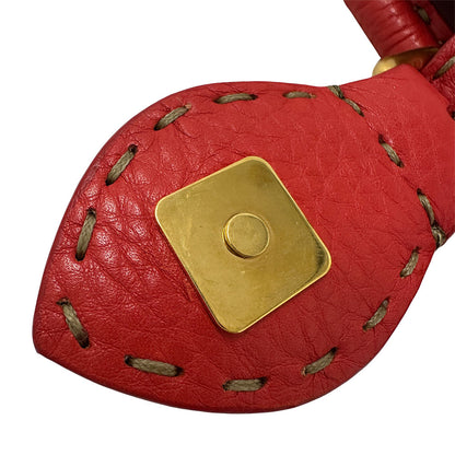 FENDI フェンディ リンダ ハンドバッグ レッド レザー レディース メンズ 【中古】