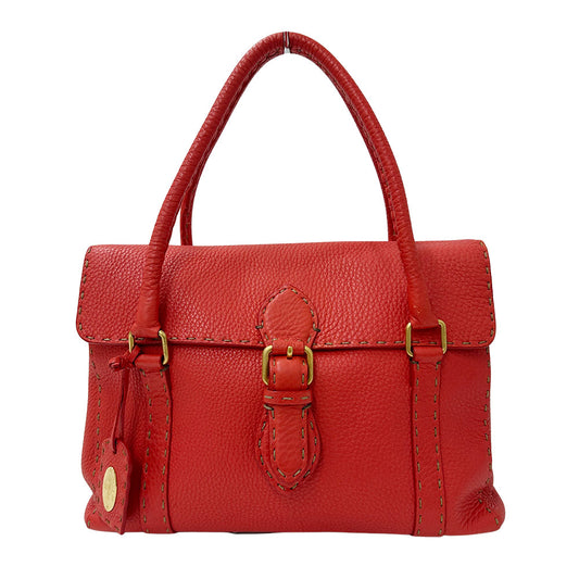 FENDI フェンディ リンダ ハンドバッグ レッド レザー レディース メンズ 【中古】