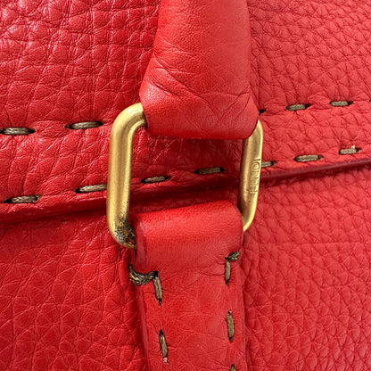 FENDI フェンディ リンダ ハンドバッグ レッド レザー レディース メンズ 【中古】