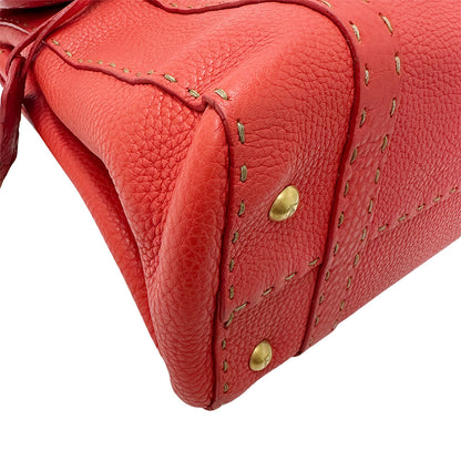 FENDI フェンディ リンダ ハンドバッグ レッド レザー レディース メンズ 【中古】