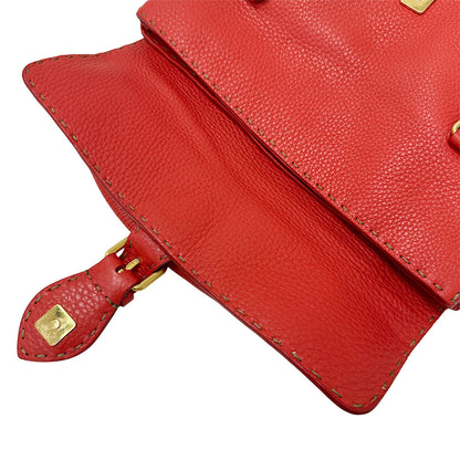 FENDI フェンディ リンダ ハンドバッグ レッド レザー レディース メンズ 【中古】