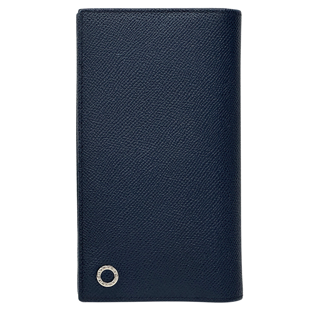 BVLGARI ブルガリ ラージウォレット 長財布 ブルガリブルガリ マン ネイビー グリーン レザー メンズ 【中古】