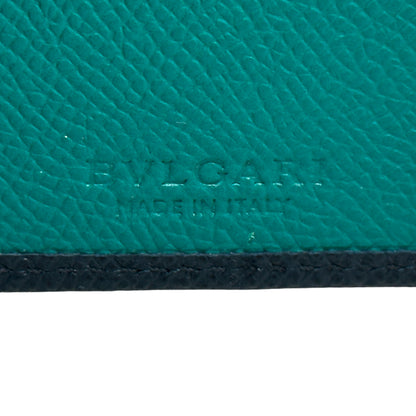 BVLGARI ブルガリ ラージウォレット 長財布 ブルガリブルガリ マン ネイビー グリーン レザー メンズ 【中古】