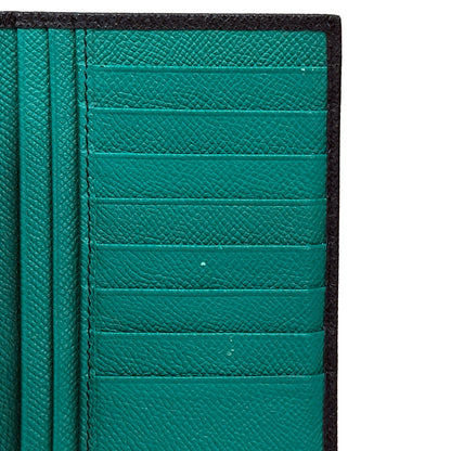 BVLGARI ブルガリ ラージウォレット 長財布 ブルガリブルガリ マン ネイビー グリーン レザー メンズ 【中古】