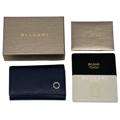 BVLGARI ブルガリ キーケース ブルガリブルガリ 6連 ネイビー レザー レディース メンズ 【中古】