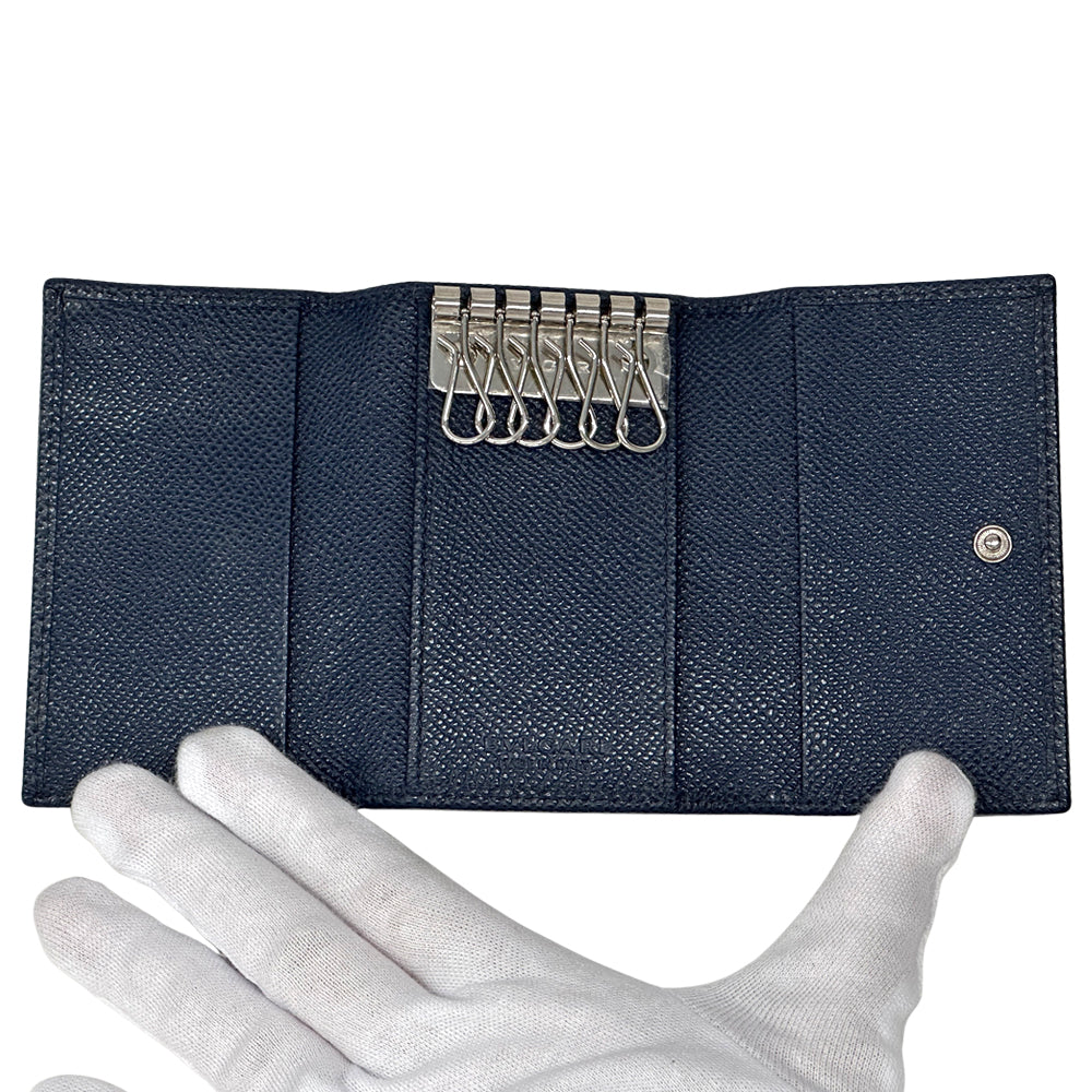BVLGARI ブルガリ キーケース ブルガリブルガリ 6連 ネイビー レザー レディース メンズ 【中古】