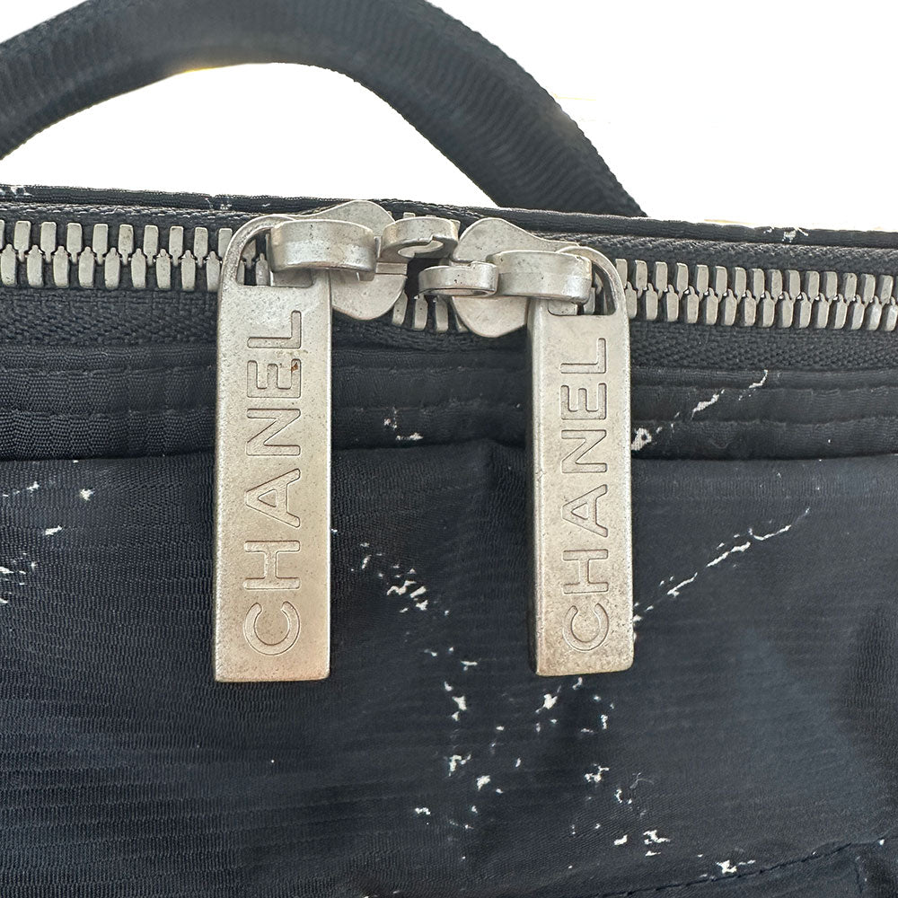 CHANEL シャネル キャリーバッグ トラベル ブラック シルバー金具 ナイロン レディース メンズ 【中古】