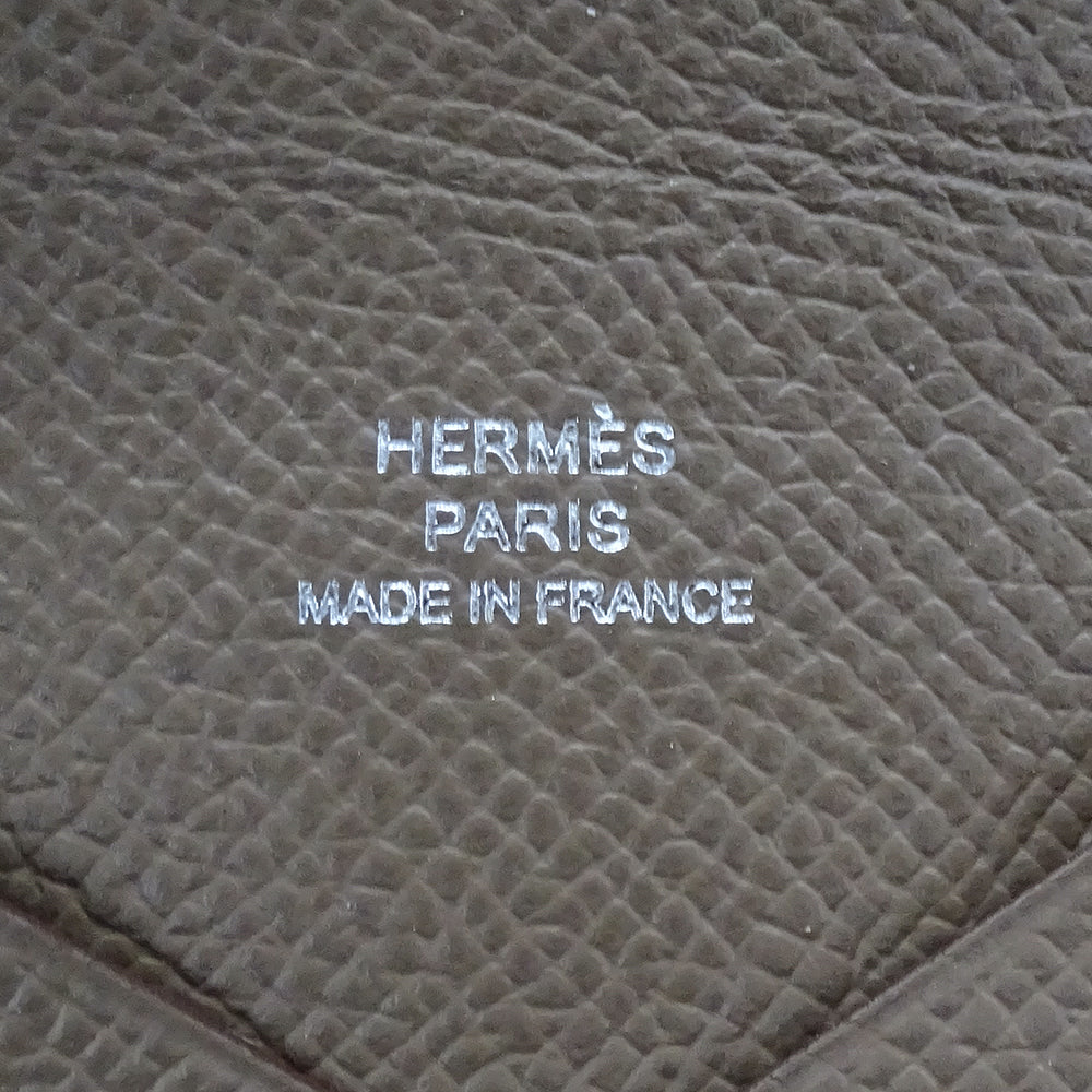 HERMES エルメス カルヴィ カードケース 名刺入れ トープ ヴォーエプソン Y刻印 レディース メンズ 【中古】