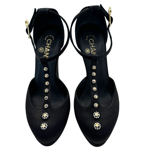 CHANEL シャネル ハイヒール その他靴 ブラック サテン レディース 【中古】