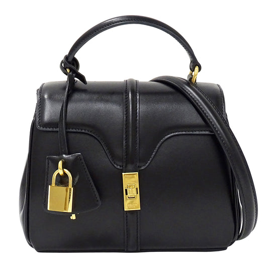 CELINE セリーヌ ミニ 16 セーズ 2wayバッグ ハンドバッグ ブラック レザー レディース 【中古】