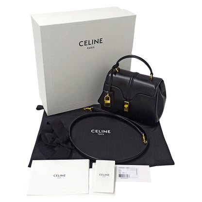 CELINE セリーヌ ミニ 16 セーズ 2wayバッグ ハンドバッグ ブラック レザー レディース 【中古】