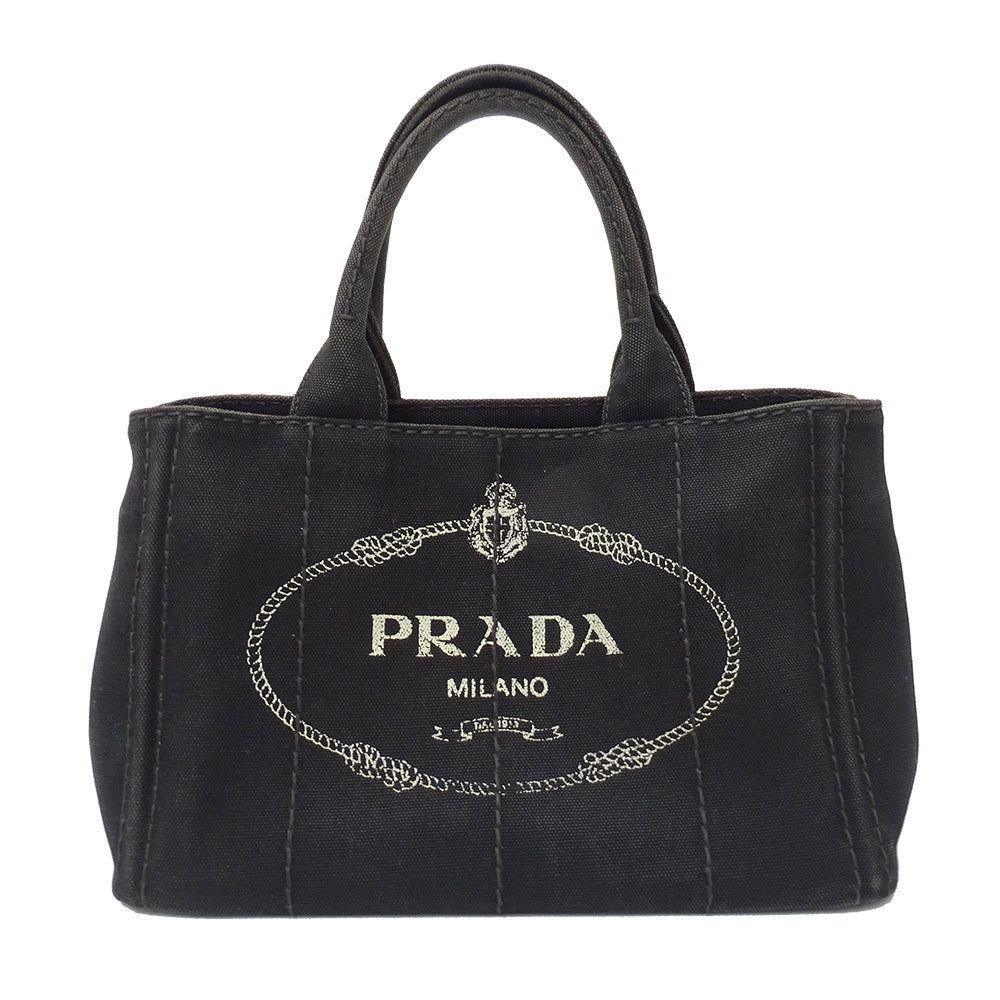 PRADA プラダ カナパミニ ハンドバッグ ブラック 1BG439 キャンバス レディース 【中古】