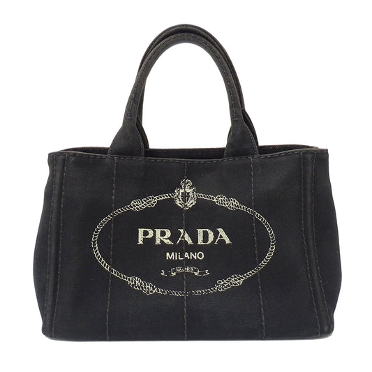 PRADA プラダ カナパミニ ハンドバッグ ブラック 1BG439 キャンバス レディース 【中古】