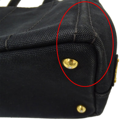 PRADA プラダ カナパミニ ハンドバッグ ブラック 1BG439 キャンバス レディース 【中古】