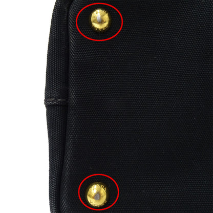PRADA プラダ カナパミニ ハンドバッグ ブラック 1BG439 キャンバス レディース 【中古】