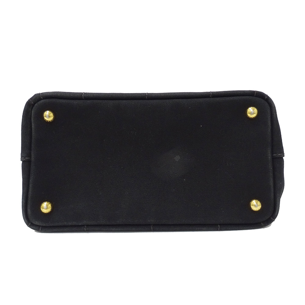 PRADA プラダ カナパミニ ハンドバッグ ブラック 1BG439 キャンバス レディース 【中古】