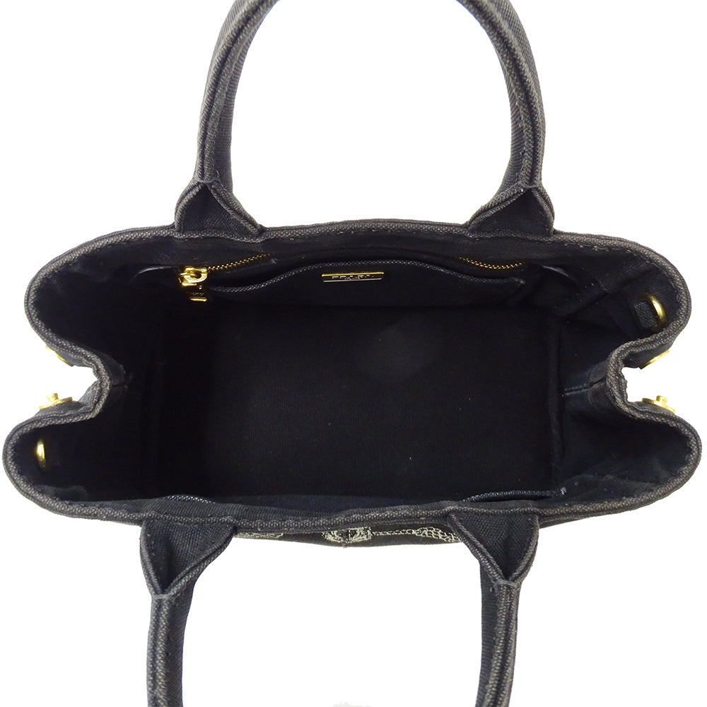 PRADA プラダ カナパミニ ハンドバッグ ブラック 1BG439 キャンバス レディース 【中古】