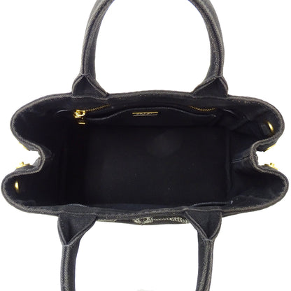 PRADA プラダ カナパミニ ハンドバッグ ブラック 1BG439 キャンバス レディース 【中古】