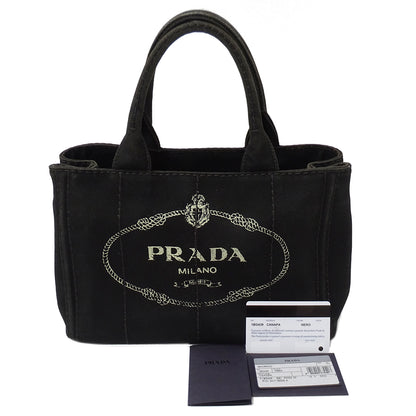 PRADA プラダ カナパミニ ハンドバッグ ブラック 1BG439 キャンバス レディース 【中古】