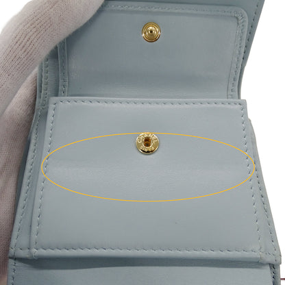 CHANEL シャネル カメリア 三つ折り財布 ライトブルー ゴールド金具 キャビアスキン レディース 【中古】