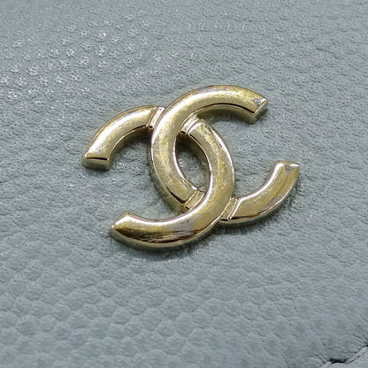 CHANEL シャネル カメリア 三つ折り財布 ライトブルー ゴールド金具 キャビアスキン レディース 【中古】