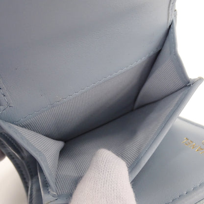 CHANEL シャネル カメリア 三つ折り財布 ライトブルー ゴールド金具 キャビアスキン レディース 【中古】