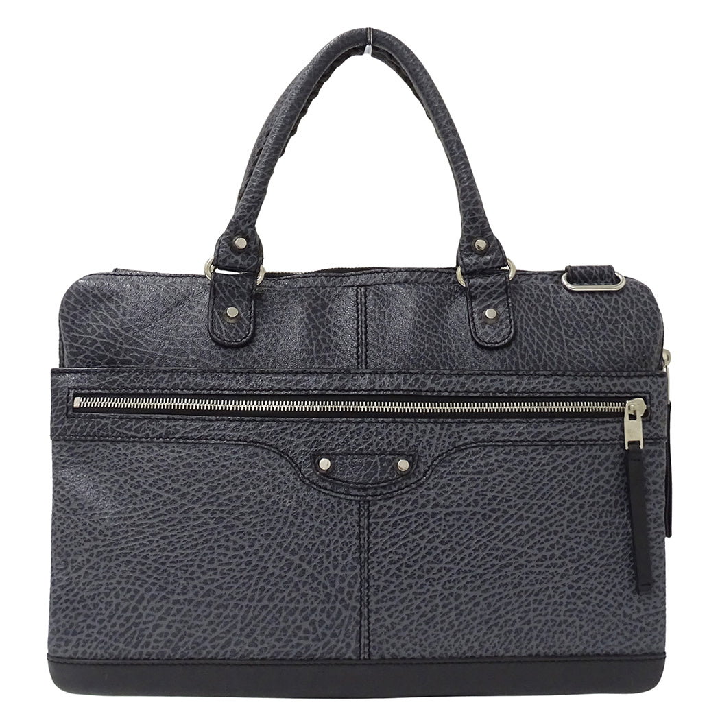 BALENCIAGA バレンシアガ ビジネスバッグ ブルーグレー 340683 レザー メンズ 【中古】