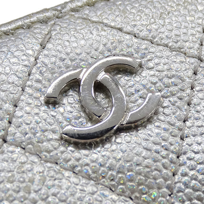 CHANEL シャネル マトラッセ 財布 ミディアムウォレット シルバー キャビアスキン ココマーク レディース 【中古】