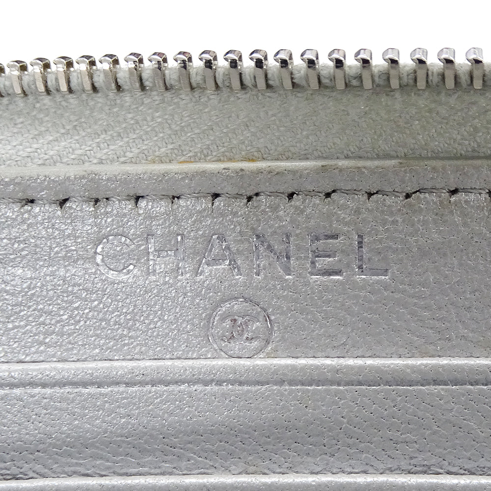 CHANEL シャネル マトラッセ 財布 ミディアムウォレット シルバー キャビアスキン ココマーク レディース 【中古】