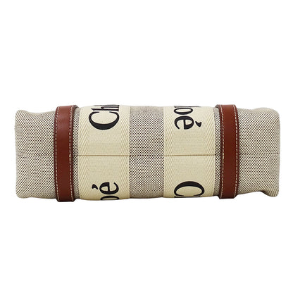 Chloe クロエ ウッディ スモール 2wayバッグ ベージュ ブラウン キャンバス レディース 【中古】