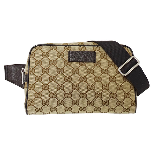 GUCCI グッチ ボディバッグ ウエストバッグ ベージュ ブラウン 449174 GGスプリームキャンバス メンズ 【中古】