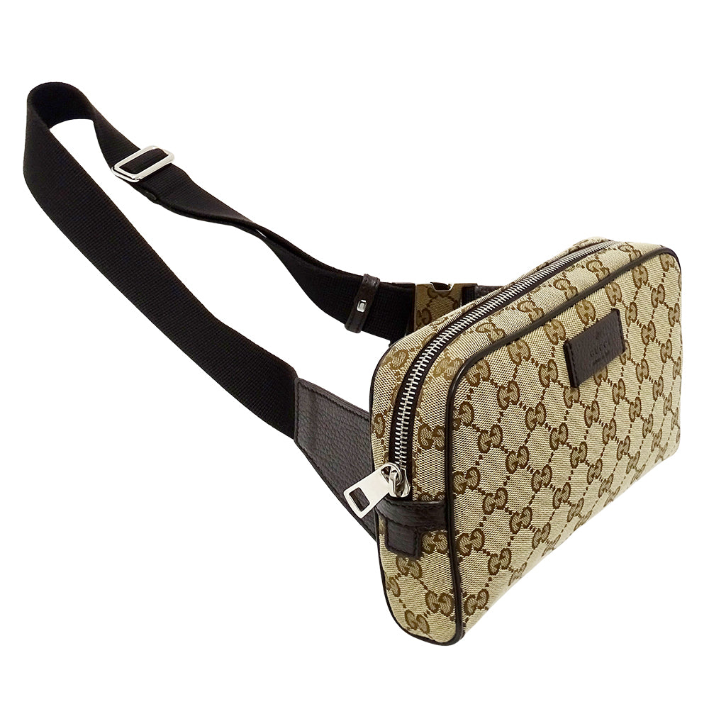 GUCCI グッチ ボディバッグ ウエストバッグ ベージュ ブラウン 449174 GGスプリームキャンバス メンズ 【中古】