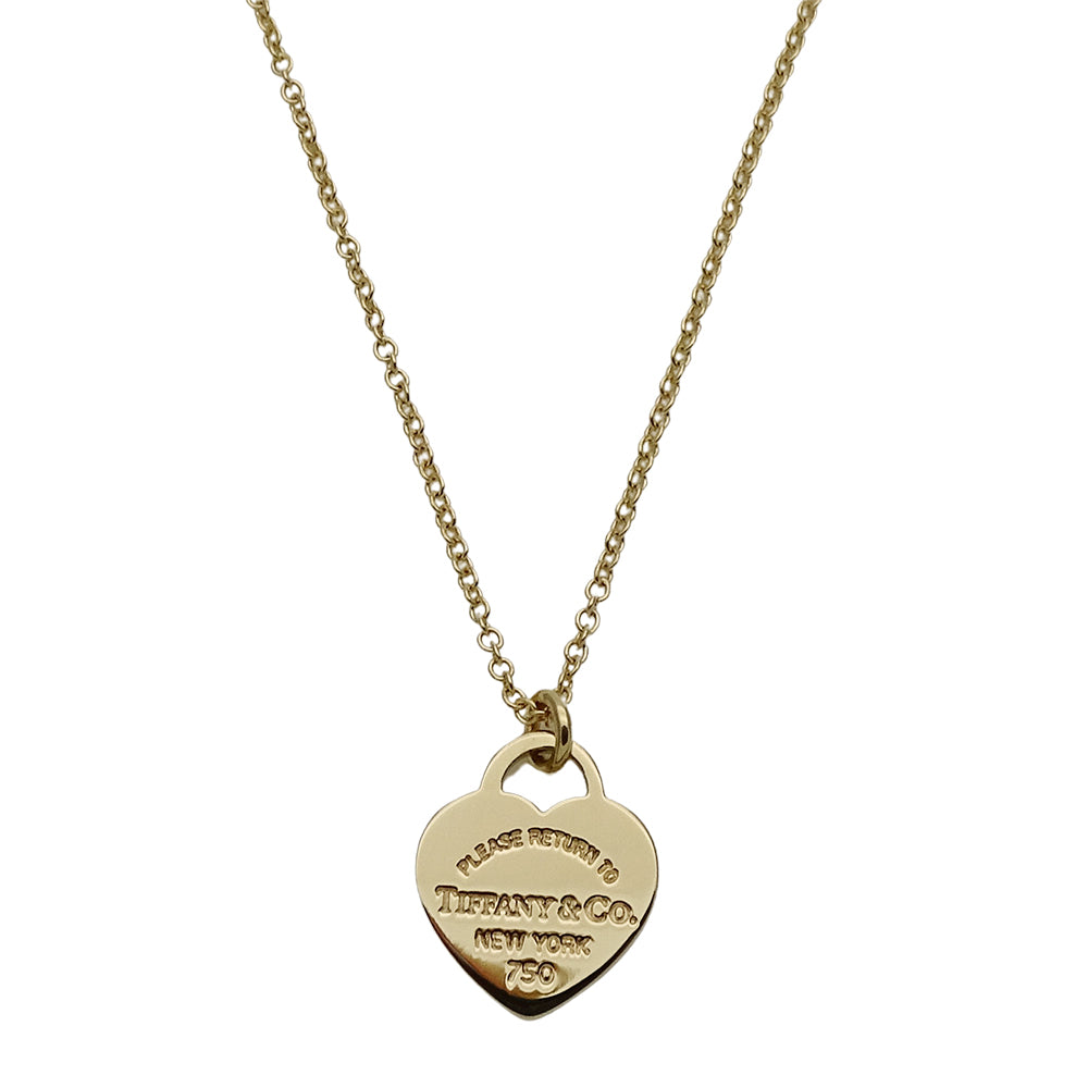 TIFFANY&Co. ティファニー ミニ ハートタグ ネックレス 750YG イエローゴールド レディース 磨き済み【中古】
