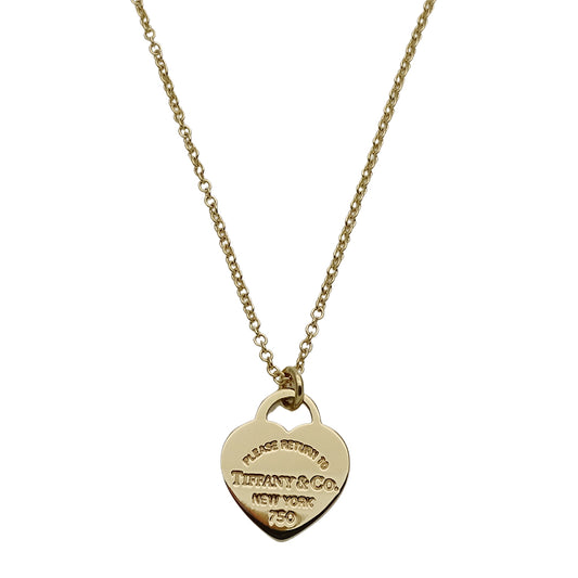 TIFFANY&Co. ティファニー ミニ ハートタグ ネックレス 750YG イエローゴールド レディース 磨き済み【中古】